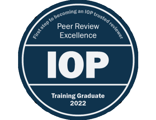 Dr. Alejandro Jiménez Rios IOP Peer Review Excellence badge