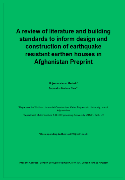 A review of literature and building standards to inform design and construction of earthquake resistant earthen houses in Afghanistan