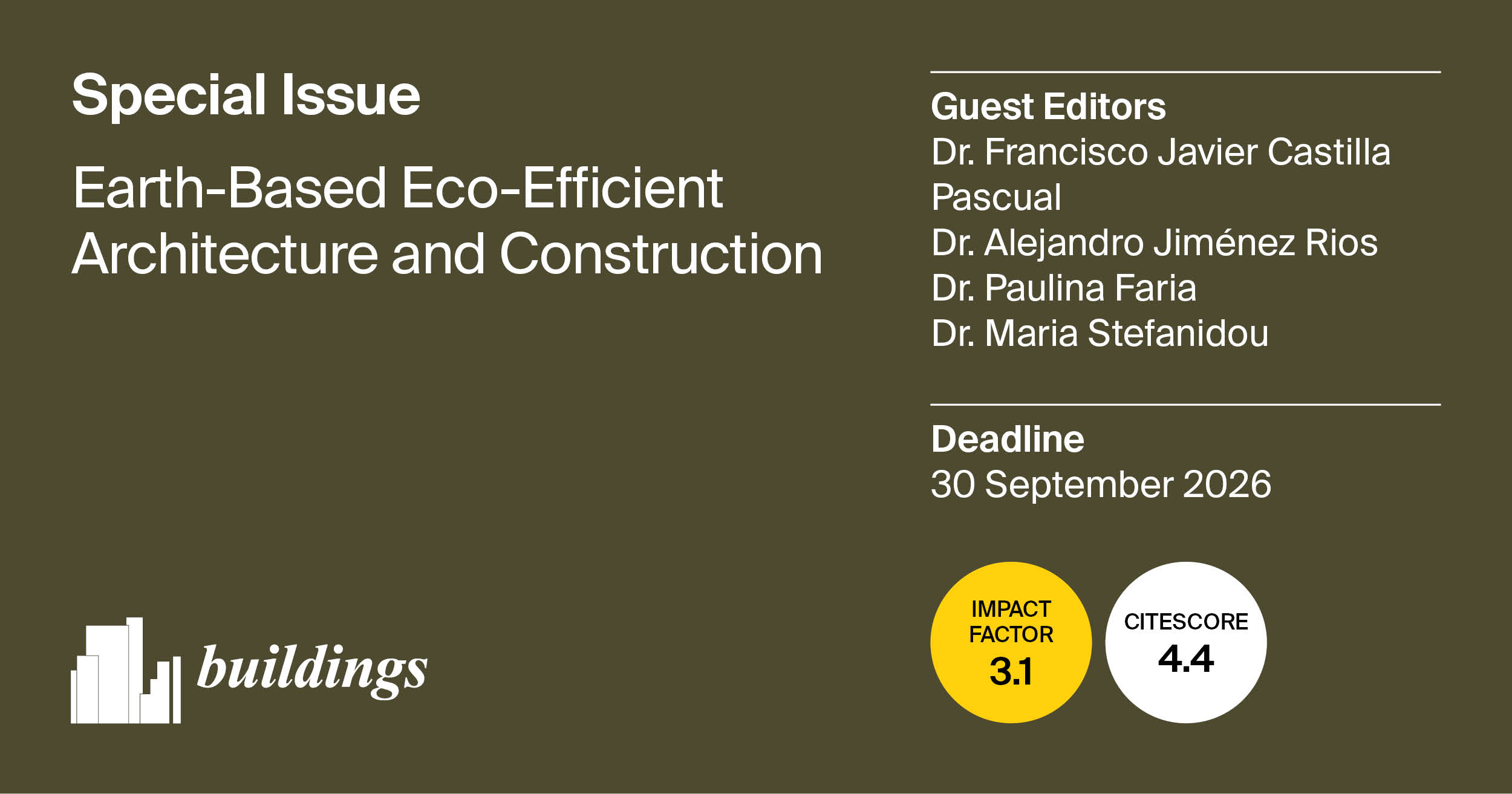 Dr. Alejandro Jiménez Rios Special Issue in Buildings